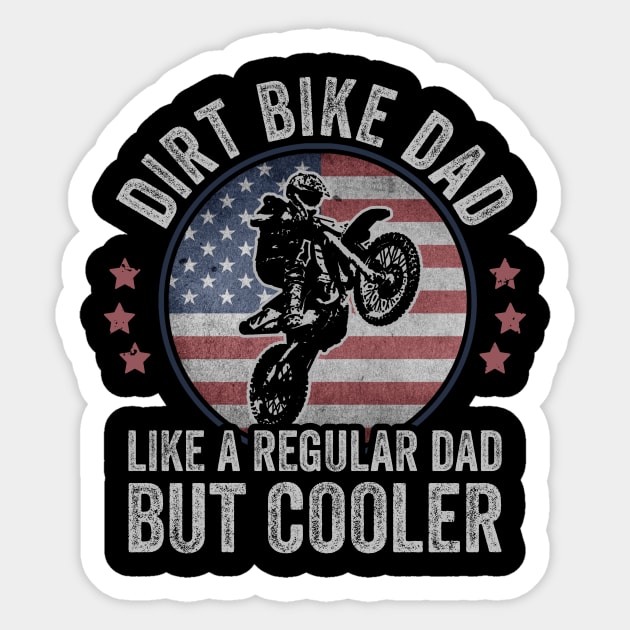 Dirt Biking USA Dirt Bike Dad Motocross American Flag Sticker by Visual Vibes